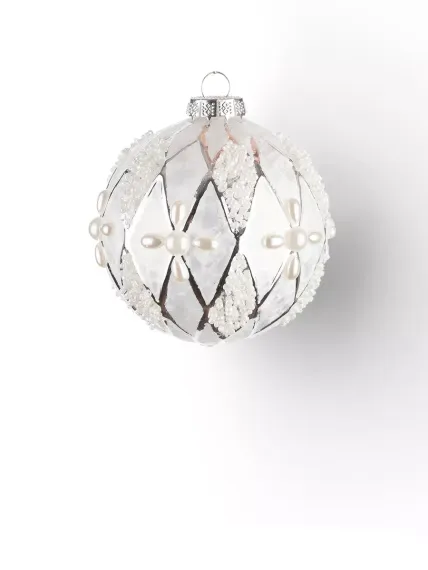 Винтажный стеклянный шар Мраморный шик 8 см., 1 шт., Karlsbach (12497)