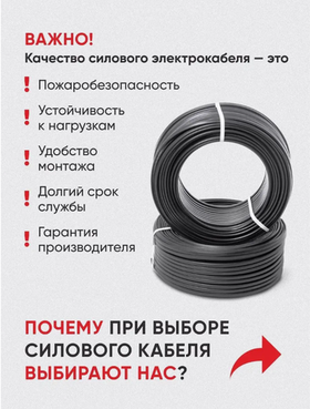 Кабель электрический силовой 2х1.5 ввг ввгнг электрокабель ( на отрез. один метр)