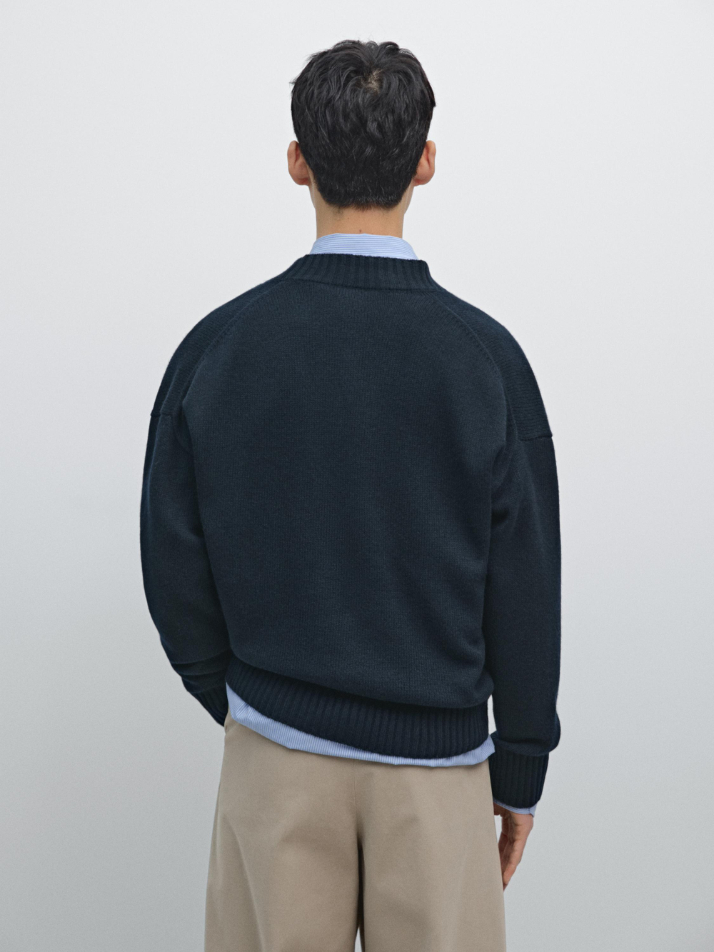 Massimo Dutti Кардиган с V-образным вырезом, темно-синий