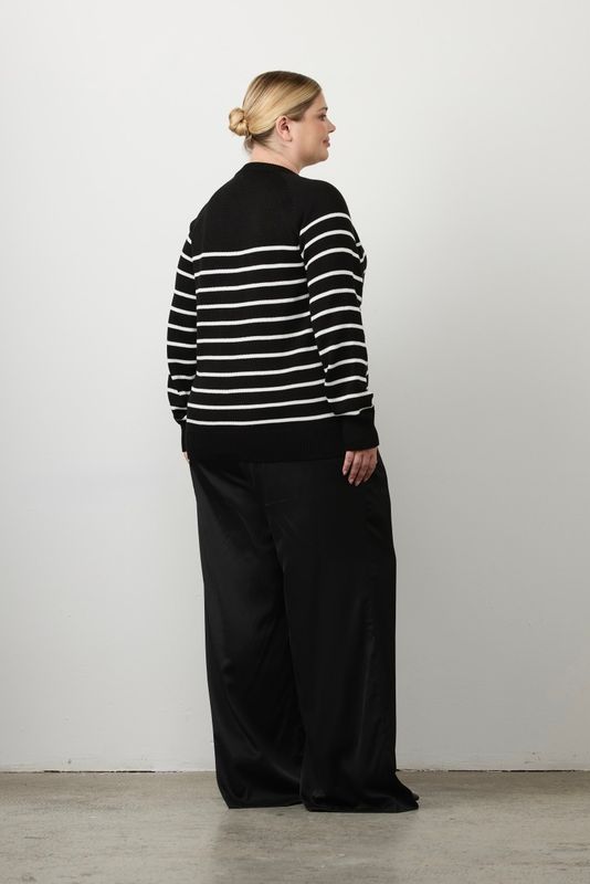 Кардиган вязаный в полоску, черно-белый