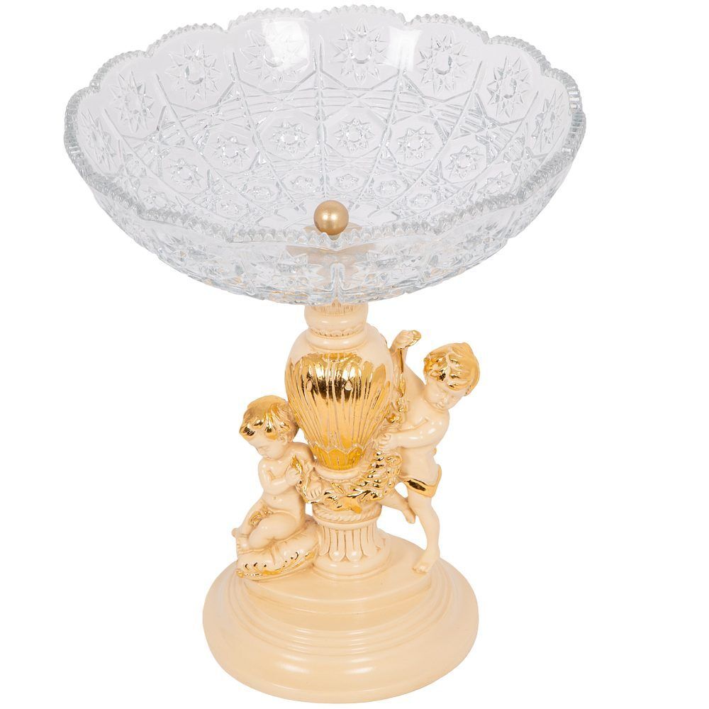 Фруктовница-конфетница Путти со стеклянной чашей 7373 Айвори
