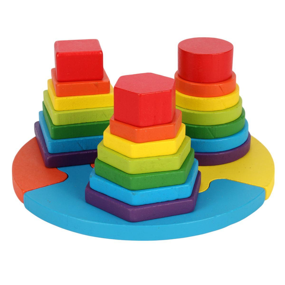 Развивающая игрушка деревянная Сортер на гвоздиках 3 элемента, основа пазл, коробка C-41686