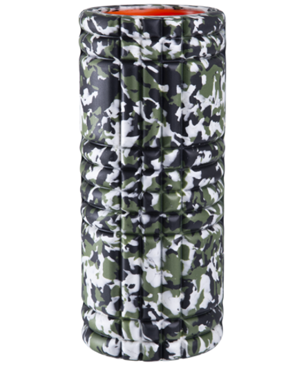 Ролик массажный FA-508, низкая жесткость, 33x14 cм, зеленый камуфляж/оранжевый