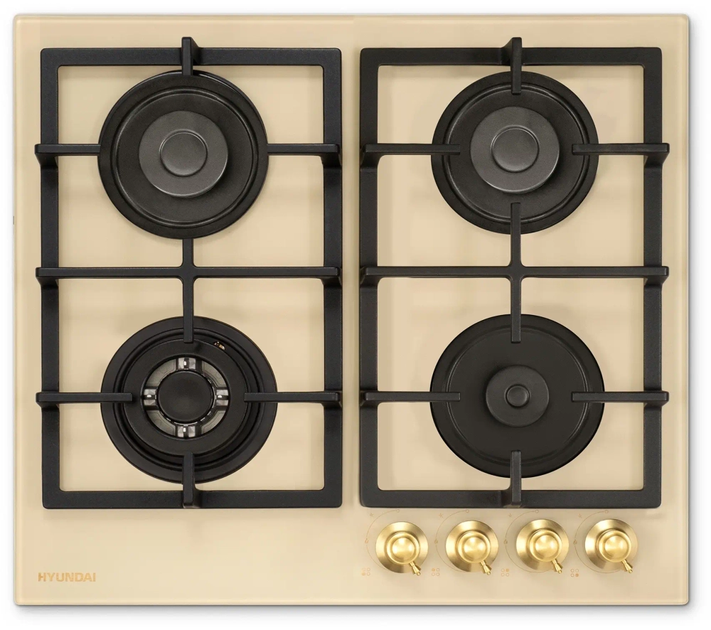 Варочная поверхность газовая Hyundai HHG 6434 BE бежевый