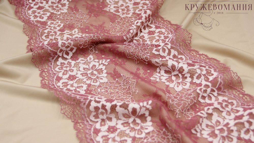 Эластичное кружево, 22 см, пыльно-розовый, (Арт: EK-1070), м