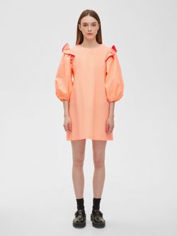 Платье с воланами в клетку кораллового цвета цвета