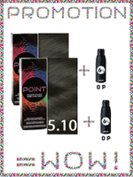POINT. ПРОМО Проф.краска, №5.10, Тёмно-русый пепел для седых волос 2*100мл + ПОДАРОК оксид 6% 2*100мл