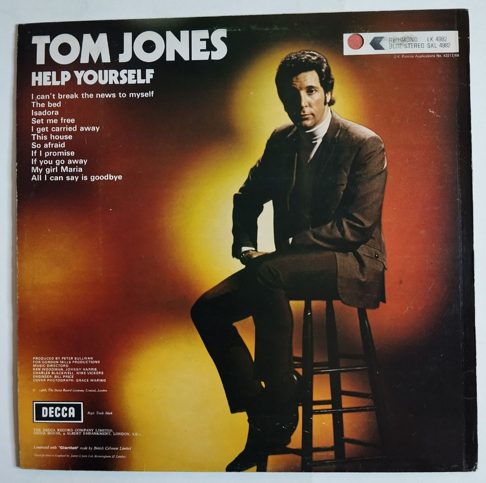 Винтажная виниловая пластинка LP Tom Jones Help Yourself (UK 1968)