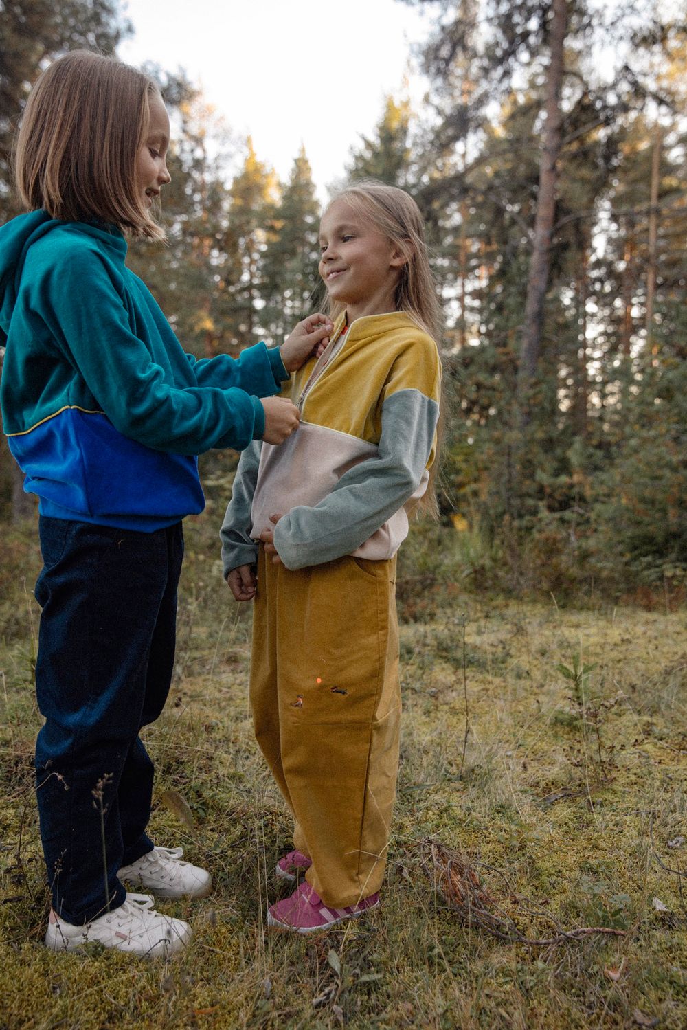 Анорак без капюшона из велюра горчица/полынь