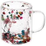 Кружка стеклянная с двойными стенками 270мл «Хай-Тек» с цветками