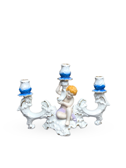 Фарфоровый подсвечник "Ангел Путти" Arpo, Румыния