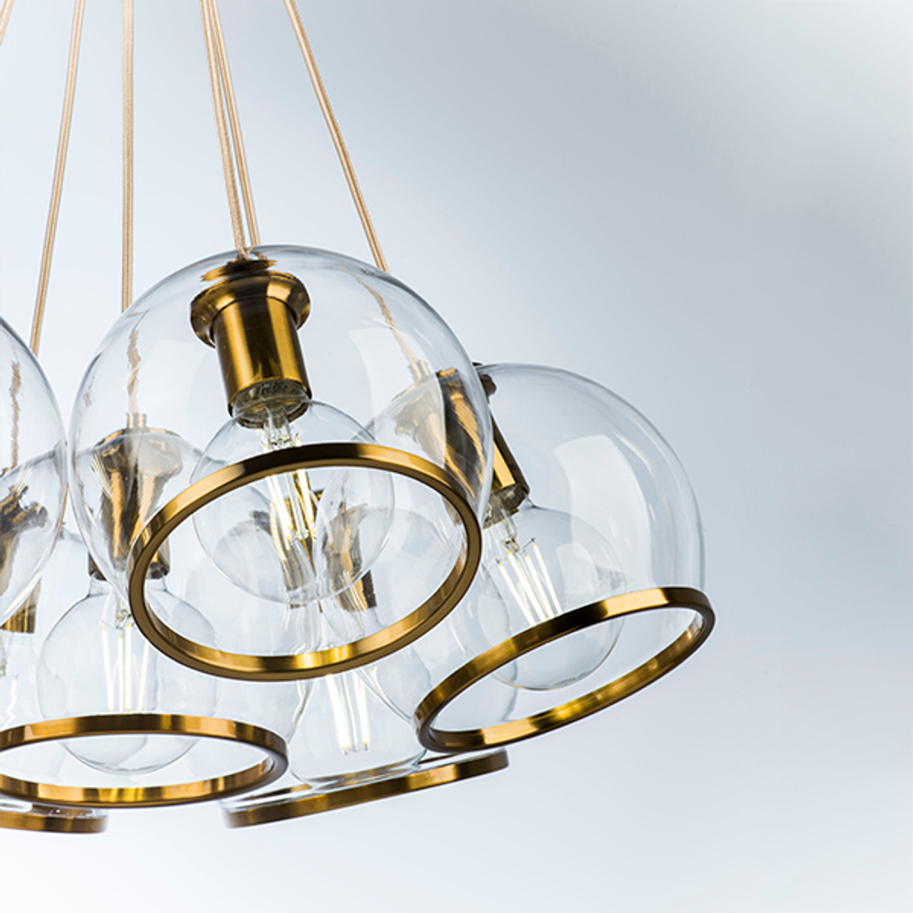 729071 Люстра SFERICO 7х40W E27 ЛАТУНЬ/ПРОЗРАЧНЫЙ