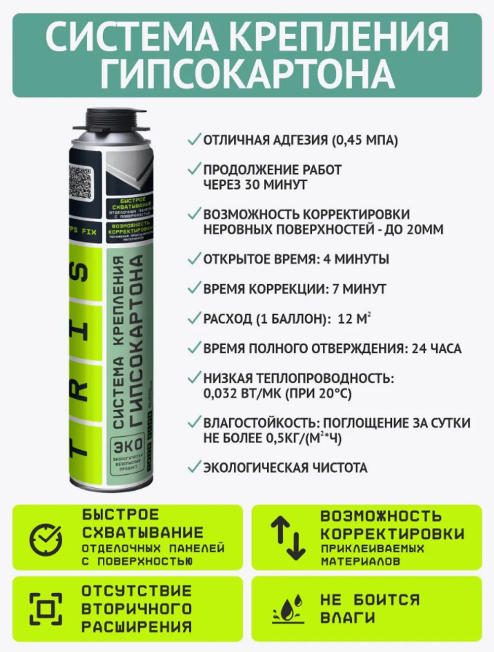 Клей пена строительный для гипсокартона GYPS FYX