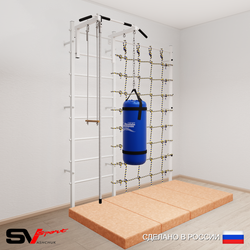 Шведская стенка Sv Sport 51560 (Турник стандарт/Канат/Трапеция/Цепь/Мешок 22кг/Мат 2м/Канатный лаз)