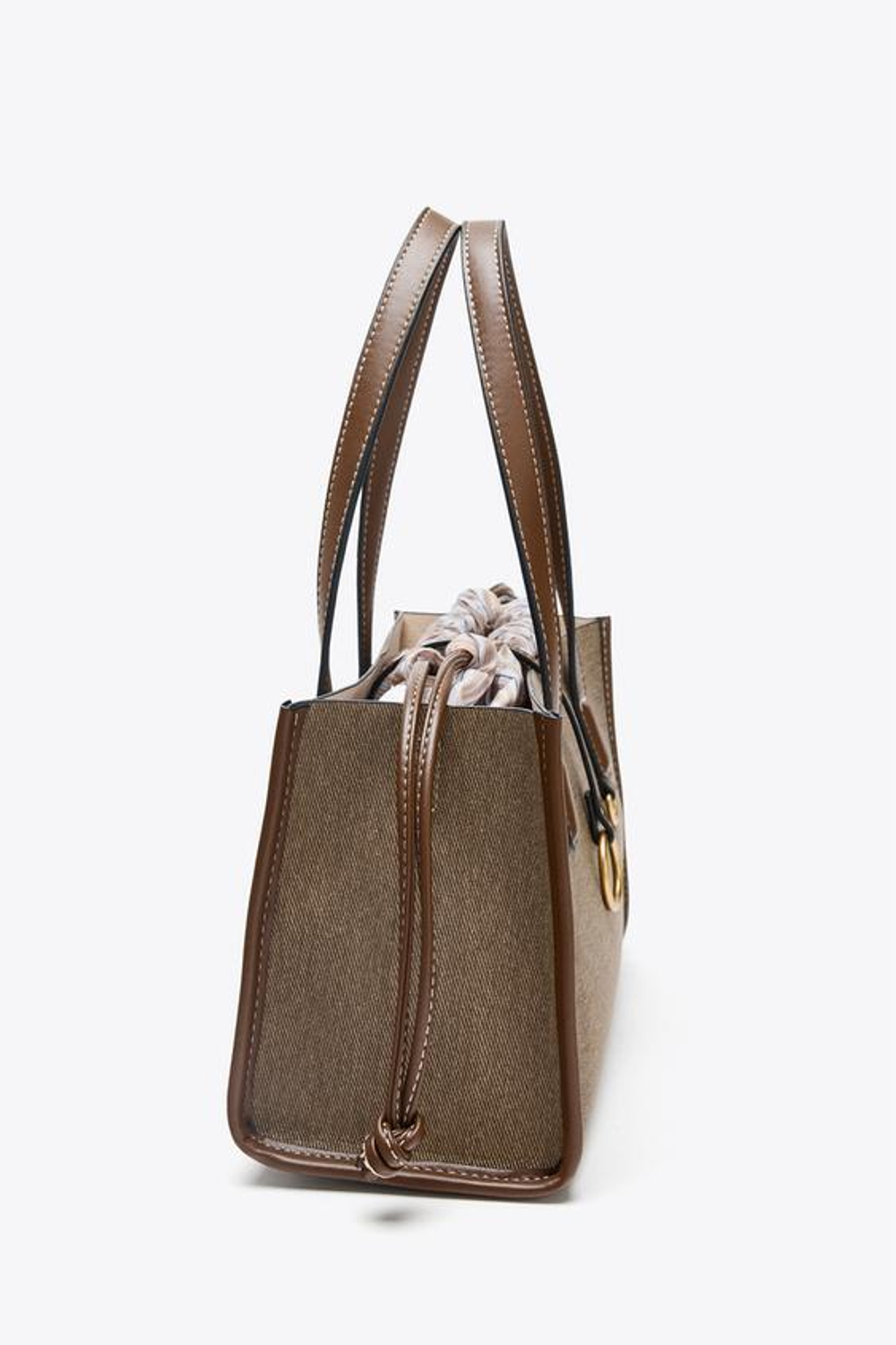 ZARA ТКАНАЯ СУМКА-ШОПЕР, СЕРО-КОРИЧНЕВЫЙ