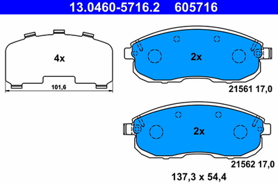 ATE - 13046057162-ATE - Brake Pad Set, disc brake