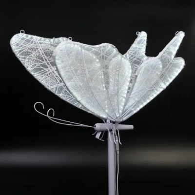 Фигура светодиодная «Волшебная Бабочка» на стойке h-1.75м, длина крыла 60 см,220v,Белый