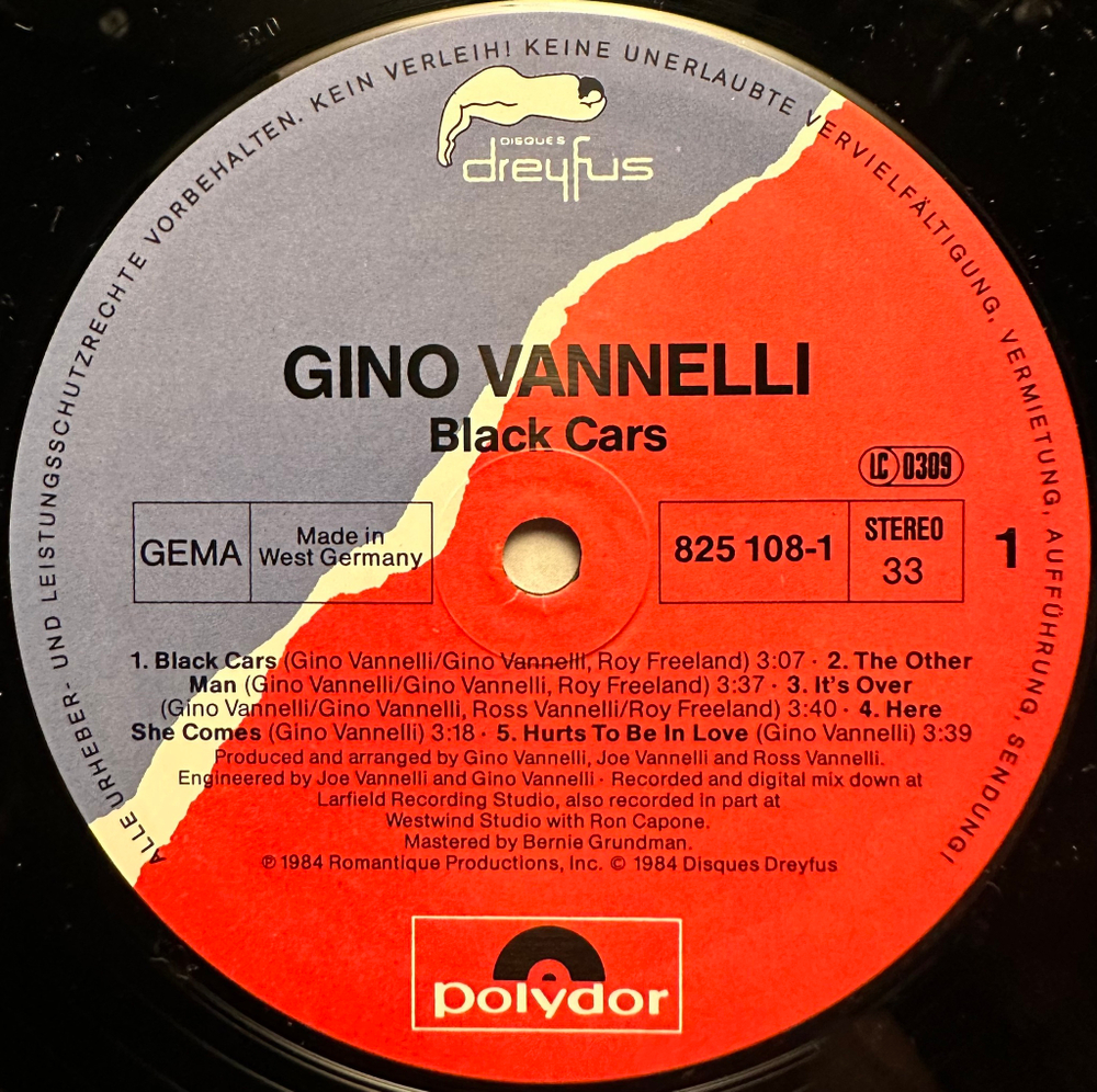 Gino Vannelli - Black Cars (Германия 1984г.)