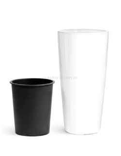 Кашпо TREEZ Effectory - серия Gloss - Высокий конус - Белый глянцевый лак