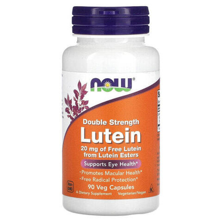 Лютеин, зеаксантин NOW Foods, Лютеин, двойной концентрации, 90 растительных капсул