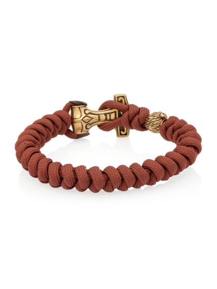 Браслет из красно-коричневого паракорда с шармом Молот тора Bayer и медведем из бронзы, вид сзади