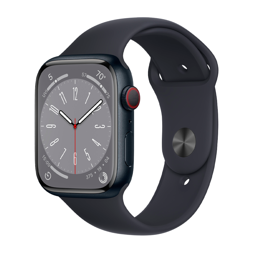 Умные часы Apple Watch Series 8 GPS + Cellular, 45mm, Stainless Steel Case with Sport Band (Серебристый)