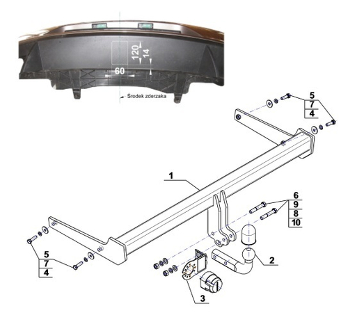 Фаркоп на Volkswagen Passat седан/универсал B7/3C 10/2010-2014 (паспорт и сертификат в комплекте)(без электрики) Steinhof.V-143