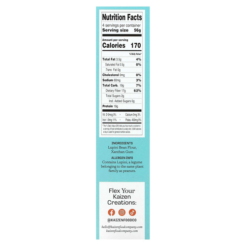 Kaizen, фузилли, без глютена, с высоким содержанием белка и низким содержанием углеводов, растительное, 226 г (8 унций)