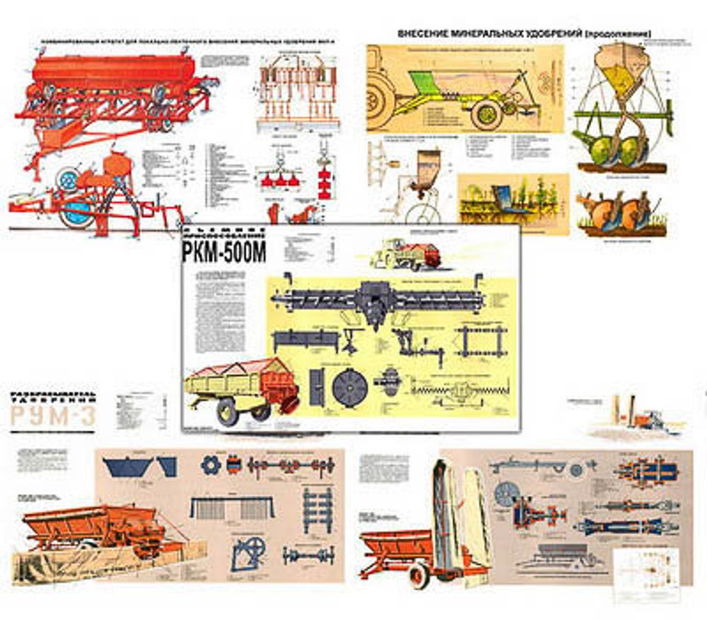 Плакаты ПРОФТЕХ &quot;Машины и технология для внесения минеральных удобрений&quot; (10 пл, винил, 70х100)