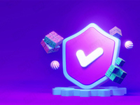 3D Щит с галочкой и абстрактными элементами