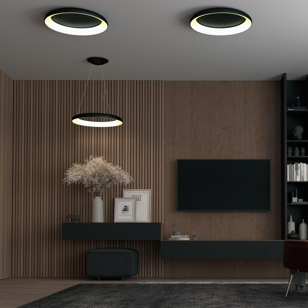 359025 OVER NT23 000 черный Светильник накладной диммируемый, в комплекте пульт ДУ (2.4G) IP20 LED 3000К~6000К 60W 85-265V FOLD