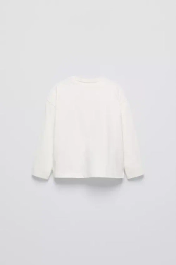 ZARA ФУТБОЛКА С ПРИНТОМ, ЭКРЮ