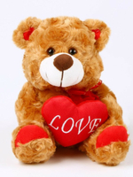 Мягкая игрушка Медведь, с сердцем, 18 см, цвет коричневый
