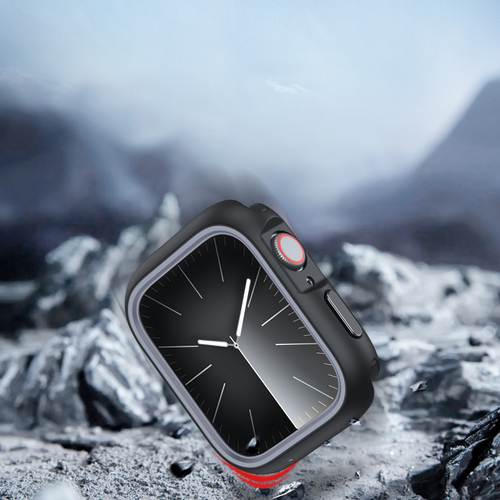 Чехол-бампер для часов Apple Watch серия 10, размер 42мм, черный с серой вставкой (Black/Gray) от Dux Ducis, серия Bamo Series