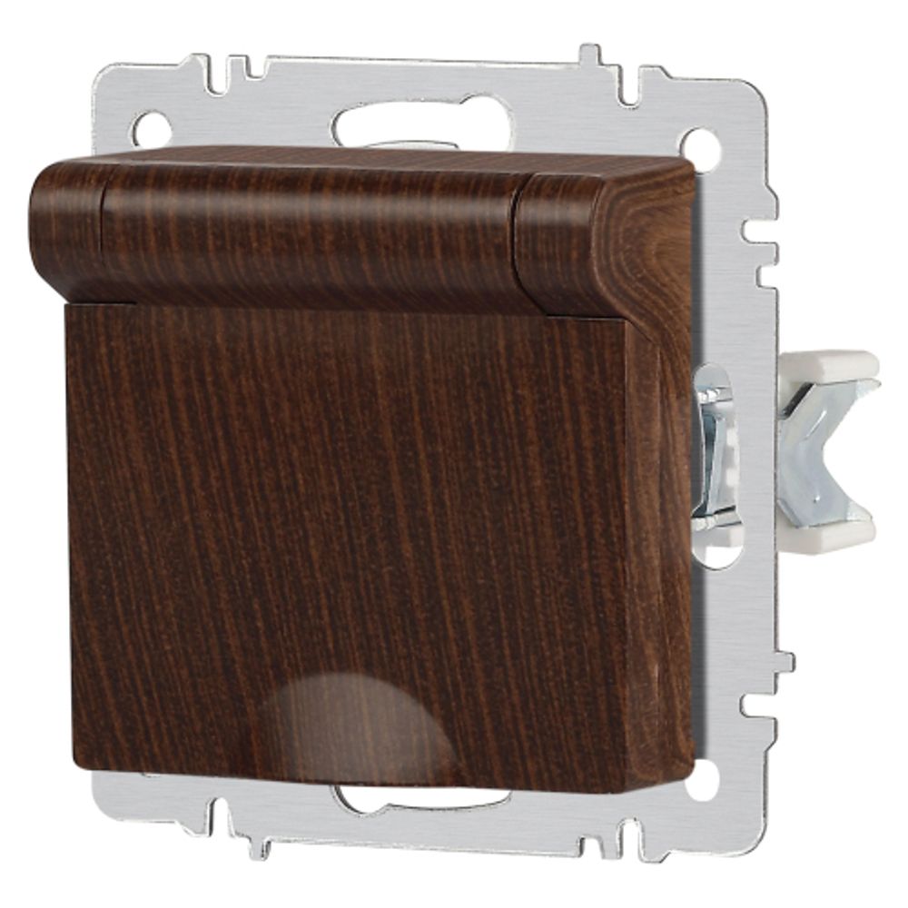 Розетка Intro Accent 6-203-10 2P+E Schuko с крышкой, 16А-250В, IP20, СУ, AL/CU, венге | Intro