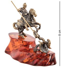 Народные промыслы AM- 972 Фигурка «Георгий Победоносец» (латунь, янтарь)
