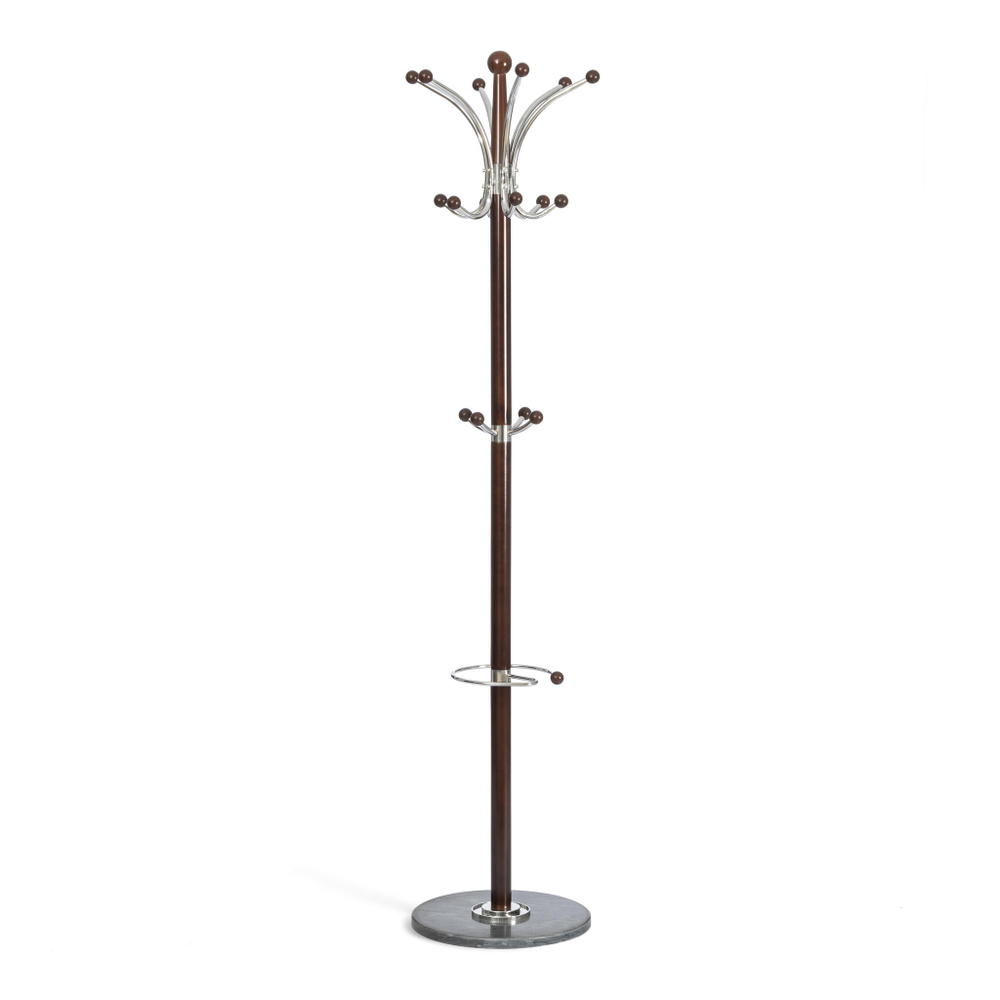 Вешалка Sakura (mod. GH-8606) дерево/хром/мрамор, Black (Черный) / Walnut (Орех), 37x37x175см