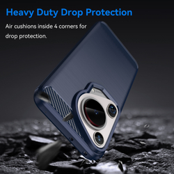 Чехол с дизайном в стиле карбон синего цвета на Huawei Pura 70 Ultra, мягкий отклик кнопок, серия Carbon от Caseport