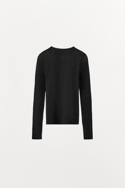 ZARA ФУТБОЛКА С ПУГОВИЦАМИ ИЗ ХЛОПКА, ЧЕРНЫЙ