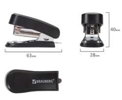 Степлер №24/6, 26/6 МИНИ BRAUBERG "Standard", до 25 листов, с антистеплером, черный, 226849