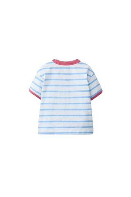 ZARA ФУТБОЛКА В ПОЛОСКУ С ЯБЛОКОМ, СИНЕВАТЫЙ