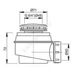 Сифон для поддона 1 1/2"x60/40 h=72мм слив крышка D=91мм, белая Alca Plast A47B-60