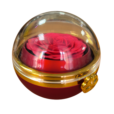 Футляр в форме шара с золотой каймой под кольцо, серия "Роза в шаре", пластик