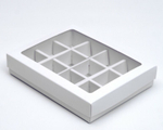 Коробка МИНИ для 12 конфет с окном БЕЛАЯ 11.5×8.7×2.5 см