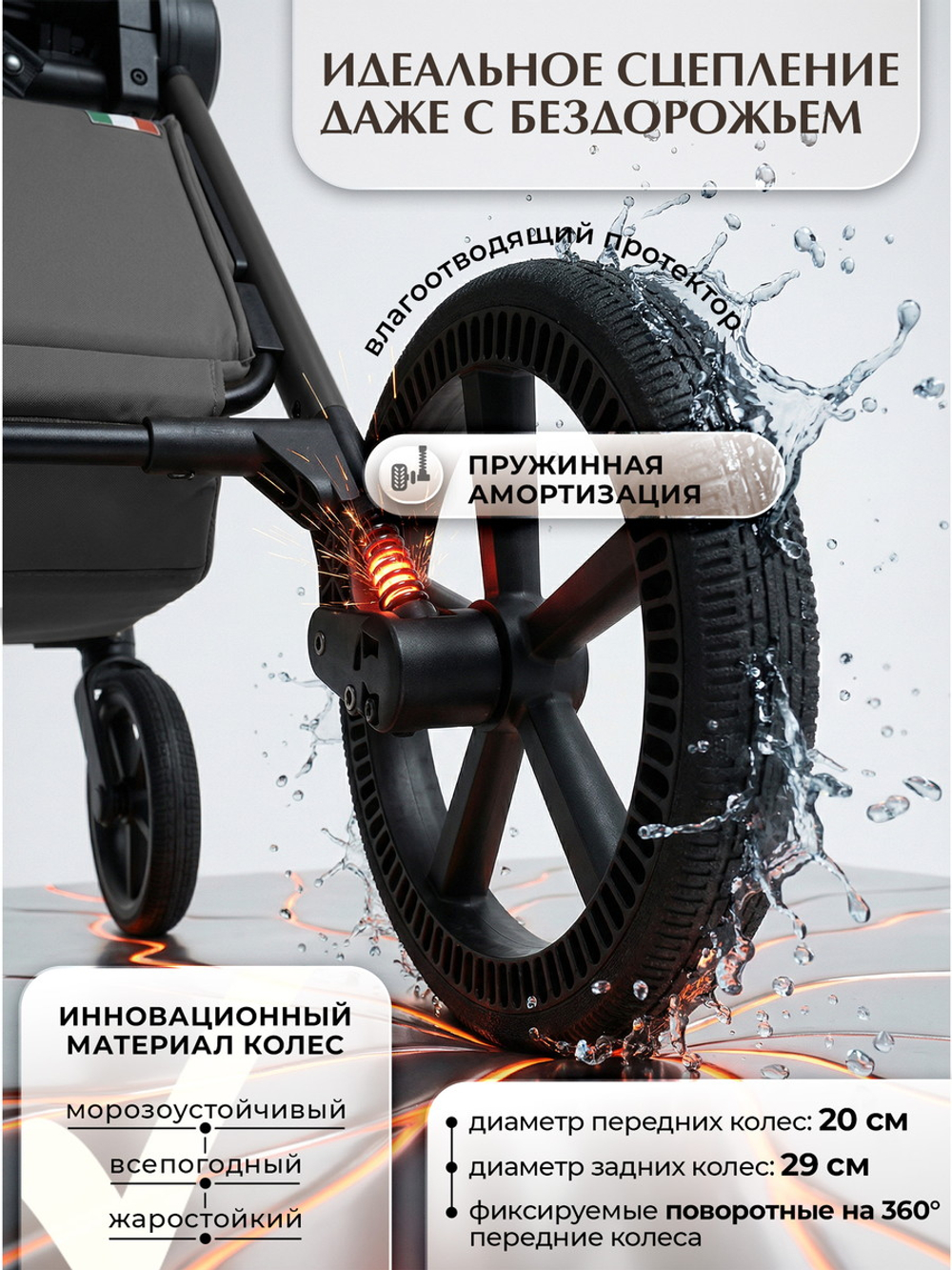 Коляска 3 в 1 Sweet Baby SBL Elegante Therma Colore + автокресло Elegante Plus Dark Grey