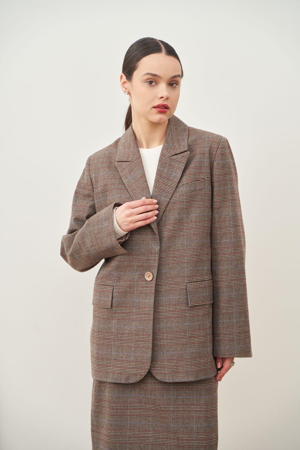 ПИДЖАК В КЛЕТКУ СЕРО-БЕЖЕВЫЙ|ОРАНЖЕВЫЙ