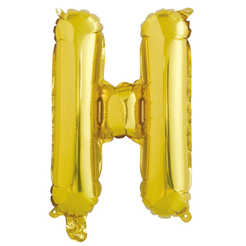 Фольгированный шар с клапаном (16''/41 см) Мини-буква, Н, Золото, 1 шт. в упак.