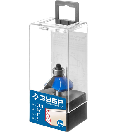 ЗУБР 34.9 x 16 мм, фреза кромочная калевочная (фасочная) №9, Профессионал (28711-34.9)