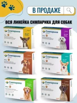 Zoetis таблетки от блох и клещей Симпарика 80 мг для собак от 20.1 до 40 кг 3 шт. в уп.
