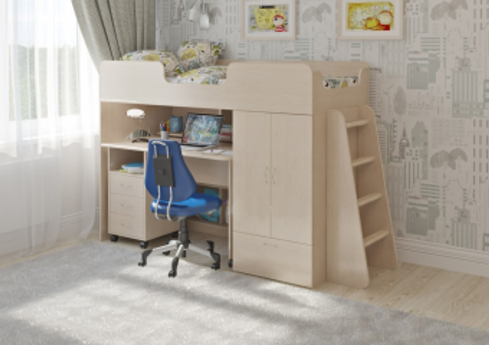 Кровать-чердак КарИВи Легенда 3.13  Дуб Молочный  Дуб Молочный